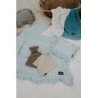 T-TOMI Muslin pillow with ruffles Blue