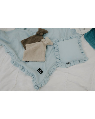 T-TOMI Muslin pillow with ruffles Blue