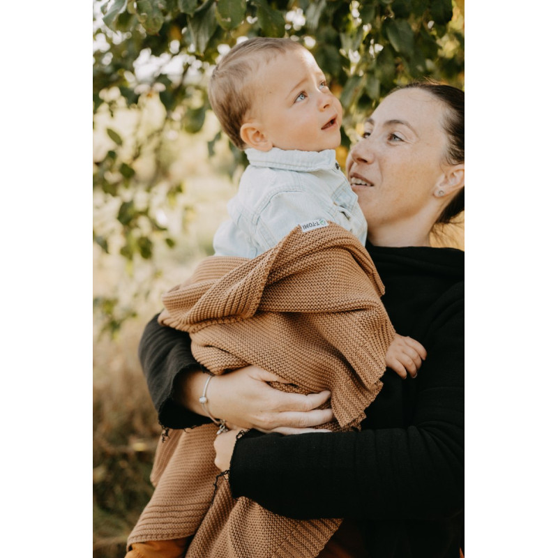 T-TOMI Knitted blanket Dark blue waves