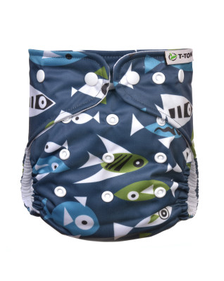 T-TOMI Pant diaper AIO - Changing set snaps Fish