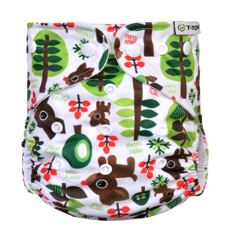 T-TOMI Pocket diaper (type AIO) - snaps Trees