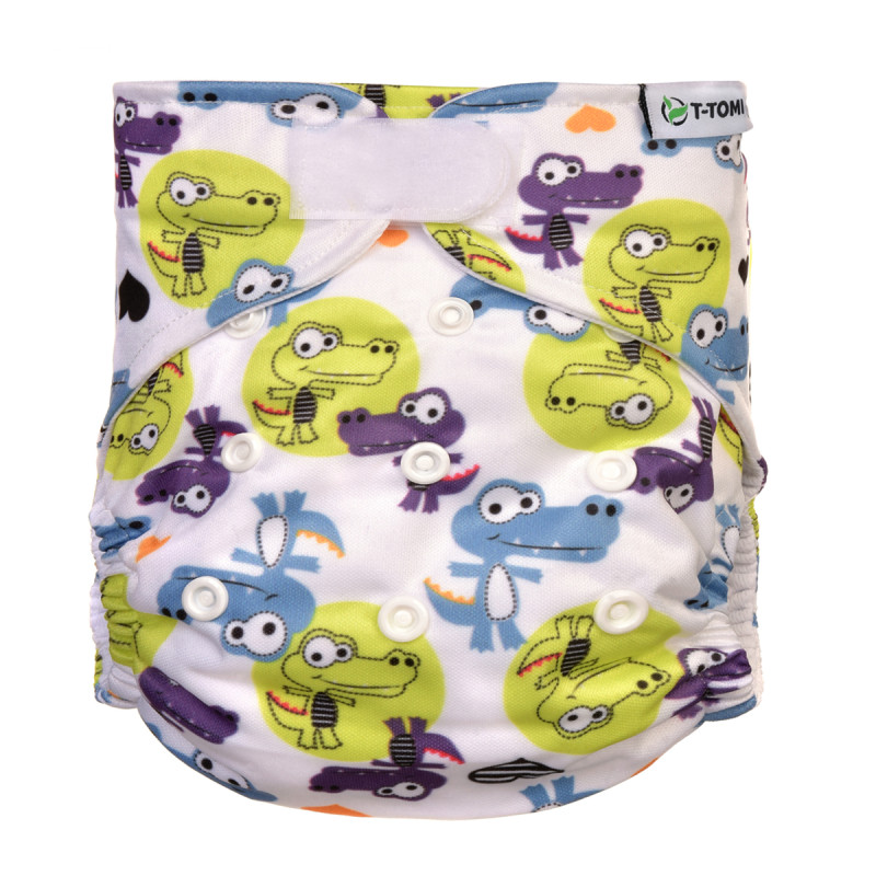 T-TOMI Pocket diaper (type AIO) - velcro Crocodiles