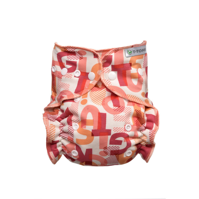 T-TOMI Pant diaper - Changing set snaps Pink Alphabet  