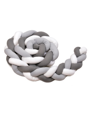 T-TOMI Braided crib bumpers 360 cm White + Grey + Anthracite