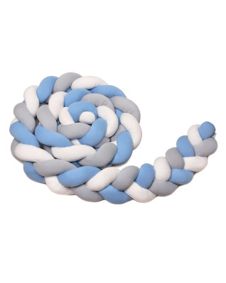 T-TOMI Braided crib bumpers 180 cm White + Grey + Blue