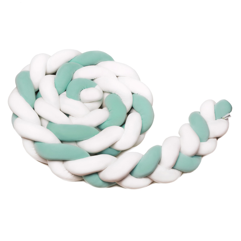 T-TOMI Braided crib bumpers 220 cm White + Mint