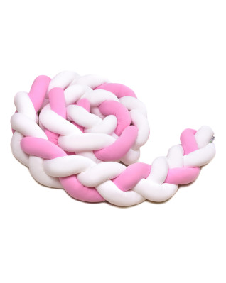 T-TOMI Braided crib bumpers 180 cm White + Pink