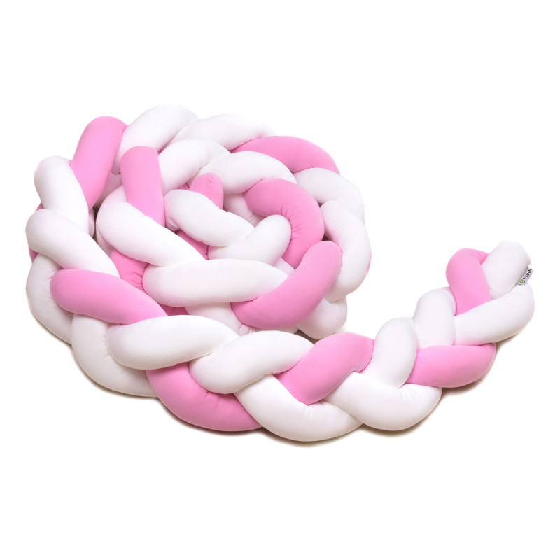 T-TOMI Braided crib bumpers 220 cm White + Pink