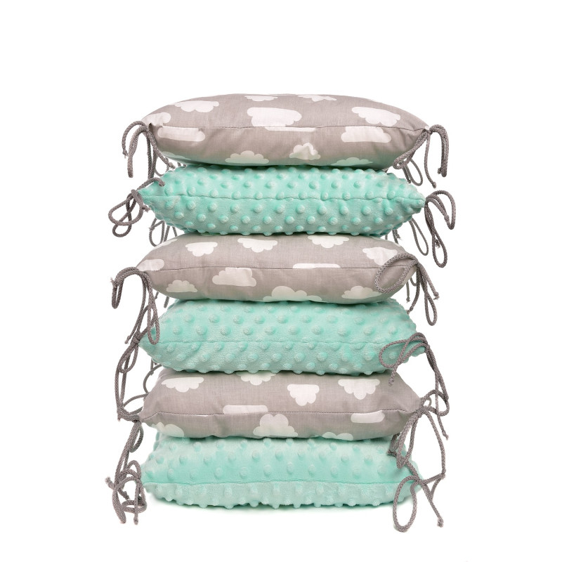 T-TOMI Pillow baby bumper Grey white clouds
