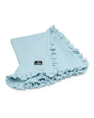 T-TOMI Muslin blanket with ruffles Blue 