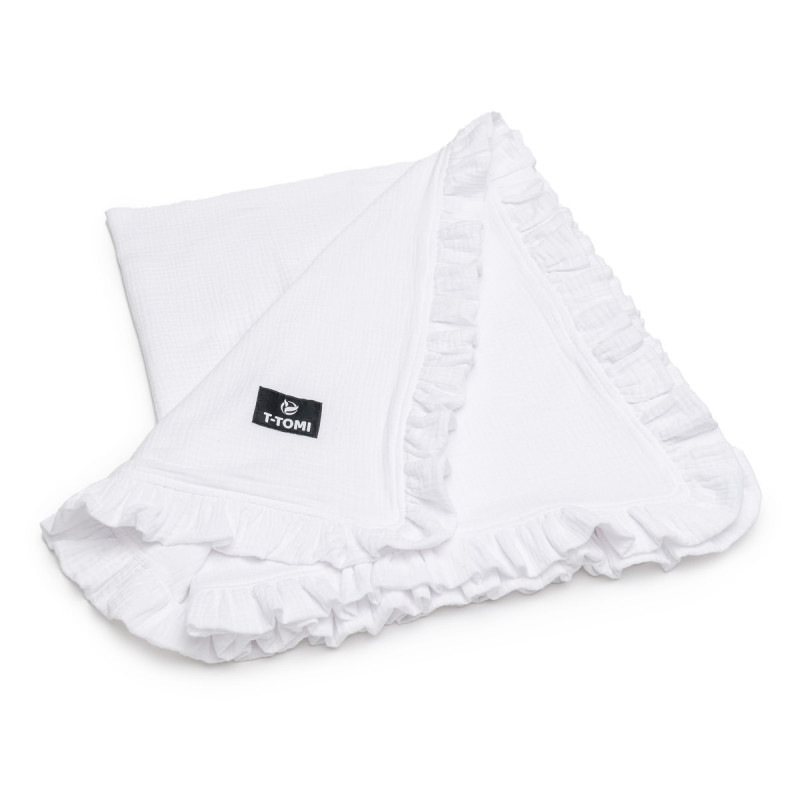 T-TOMI Muslin blanket with ruffles White  