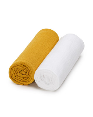 T-TOMI Muslin diapers White + Mustard
