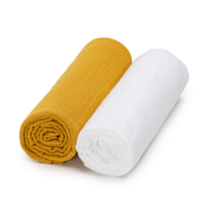 T-TOMI Muslin diapers White + Mustard