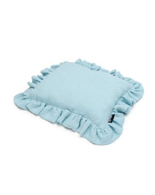 T-TOMI Muslin pillow with ruffles Blue