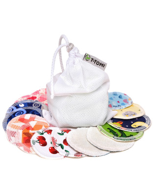 T-TOMI Makeup removal pads, set soft 1 week NATUR + laundry wash bag