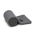 T-TOMI Knitted blanket Dark grey waves