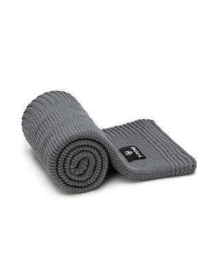 T-TOMI Knitted blanket Dark grey waves