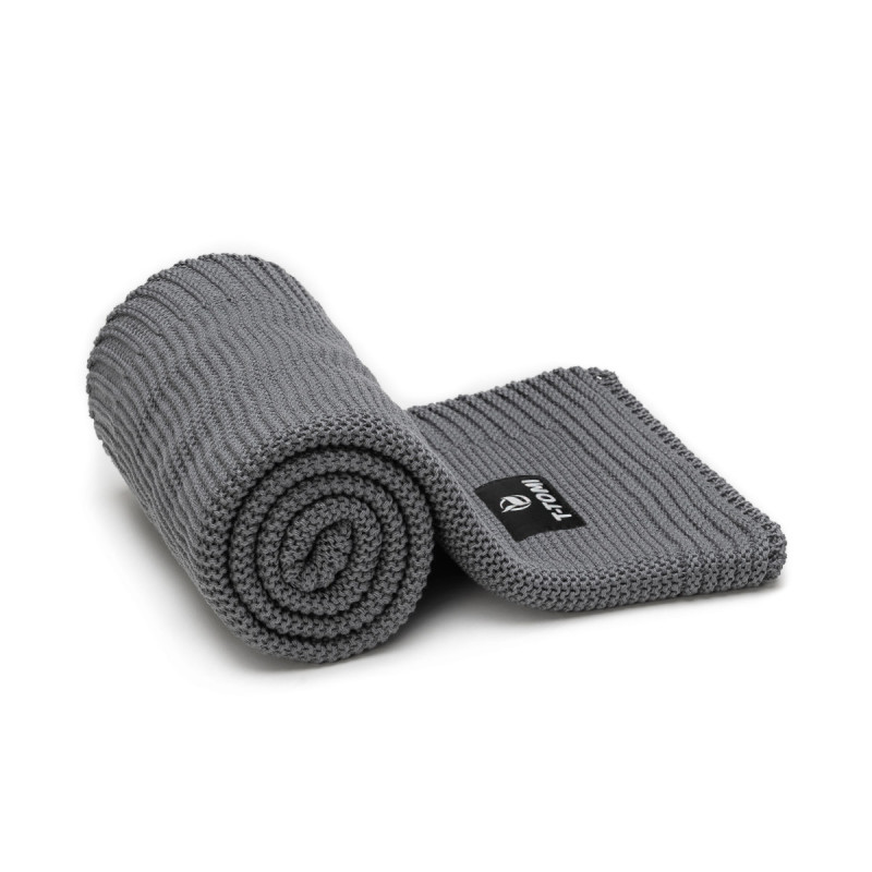 T-TOMI Knitted blanket Dark grey waves