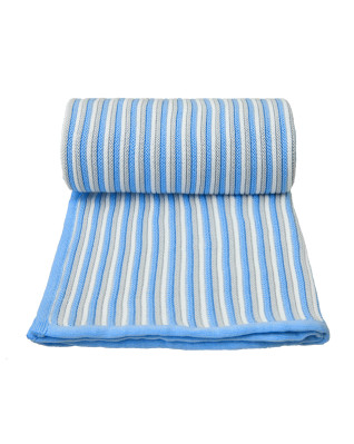 T-TOMI Knitted blanket White + Blue 