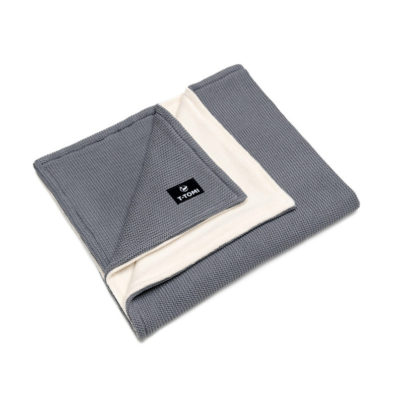 T-TOMI Knitted blanket WARM Dark grey waves
