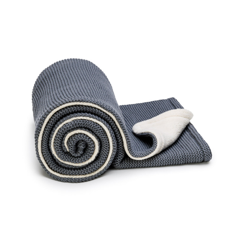 T-TOMI Knitted blanket WARM Dark grey waves