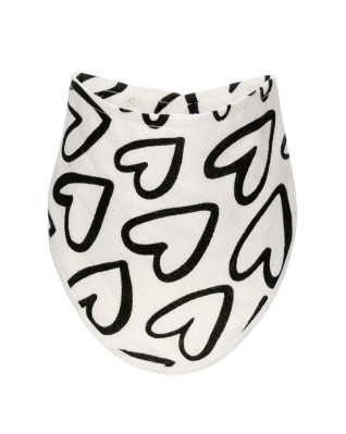 T-TOMI Bamboo bib Black hearts