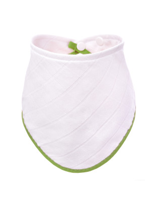 T-TOMI Bamboo bib White with green edging
