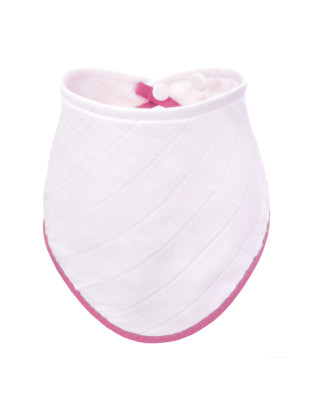T-TOMI Bamboo bib White with pink edging 