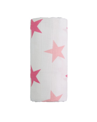 T-TOMI Big cotton TETRA towel Pink stars